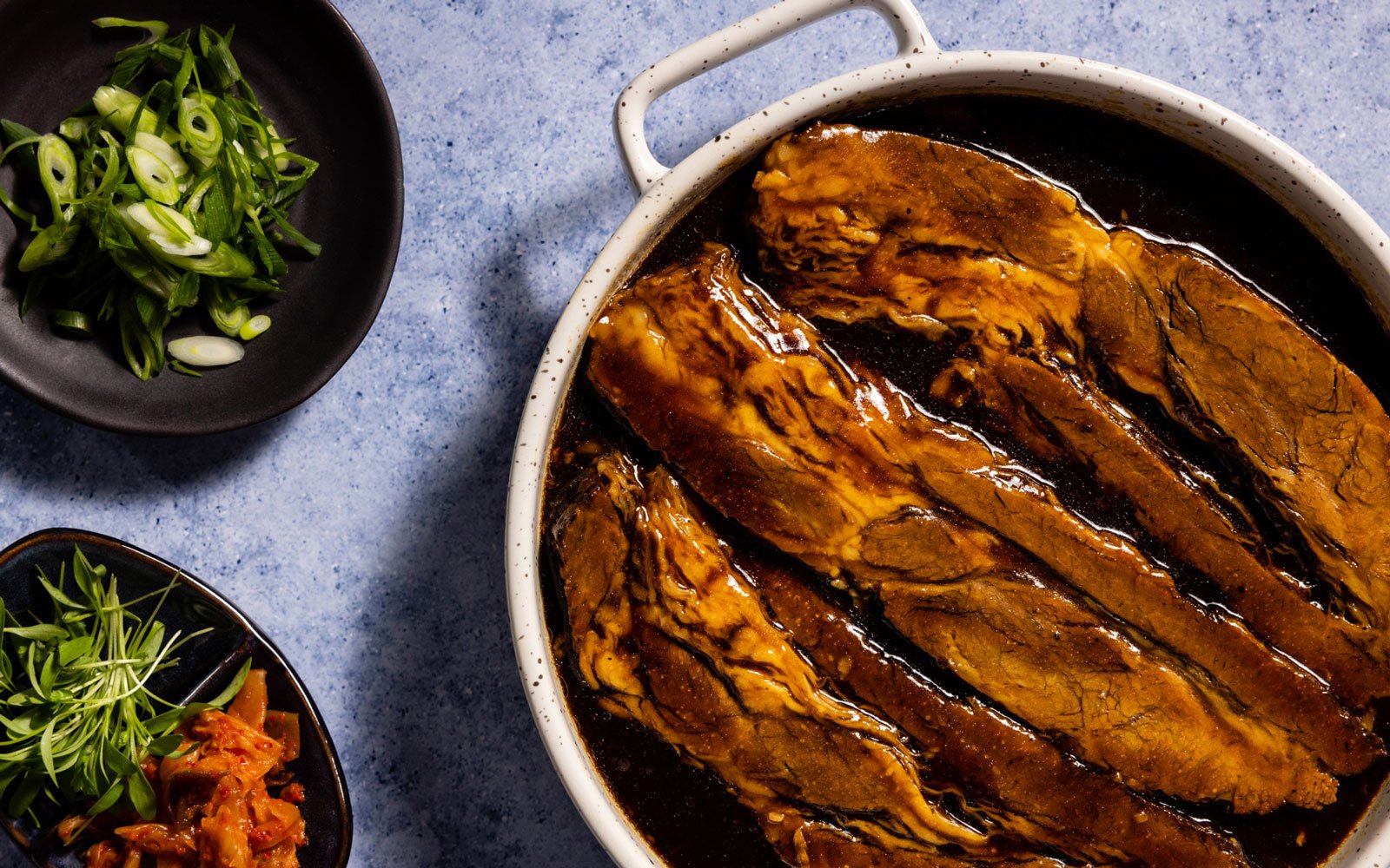 Beef brisket, kimchi, hoisin and spring onion pancake